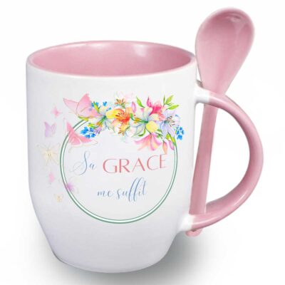 Sa grâce me suffit - Tasse avec cuillère