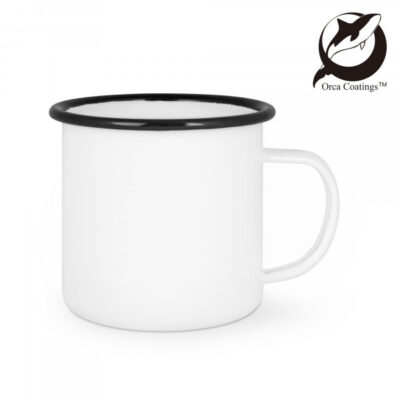 Tasse personnalisée acier émaillé - rebord noir